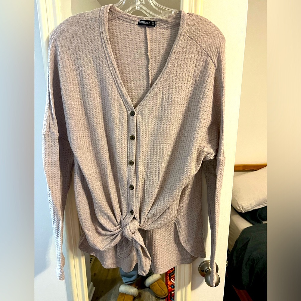Waffle long sleeve top